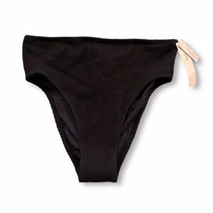 NWT Victoria’s Secret The Wave Ribbed Black Swim Bottom High Waist Black (L–XL)